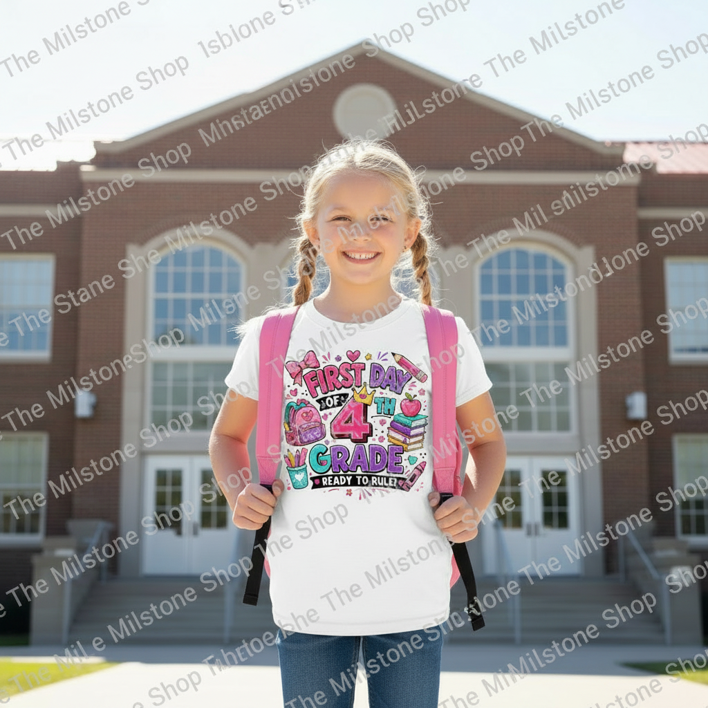 First Day of Fourth Grade Girl Shirt